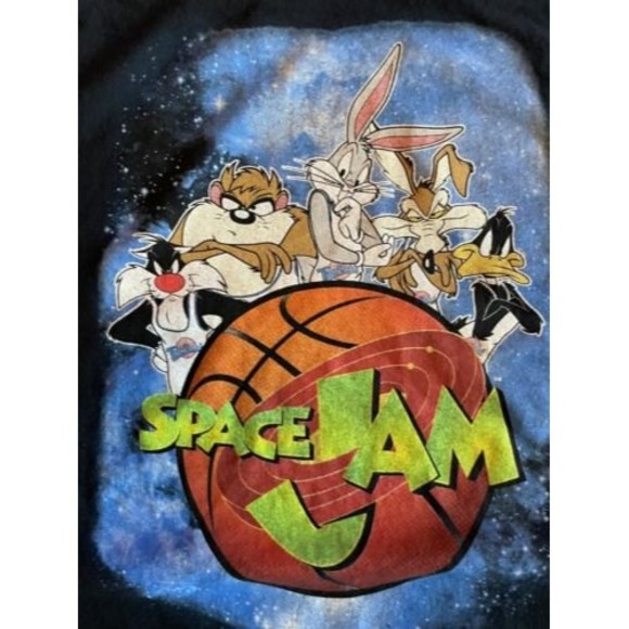 VTG Space Jam Basketball Taz Bugs Bunny Daffy Duck Men’s TShirt Size L Black - Picture 3 of 6